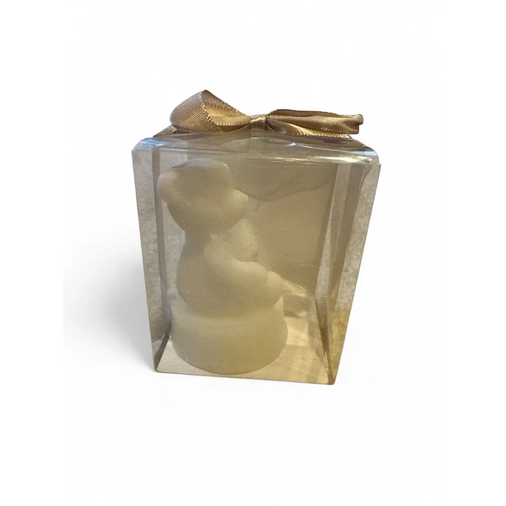 White Teddy Bear Shaped Candle for Baby Shower Freesia Scented Single Wick